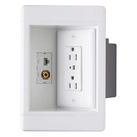 home depot recessed electric tv box|recessed outlet box for tv.